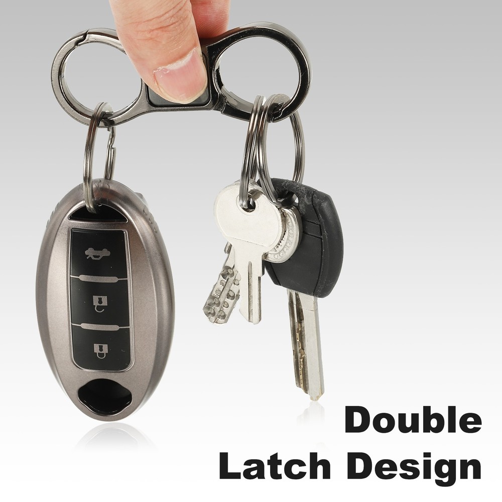 2 Pcs Quick Release Keychain, Keychain with 10 Round Clips, Silver Tone