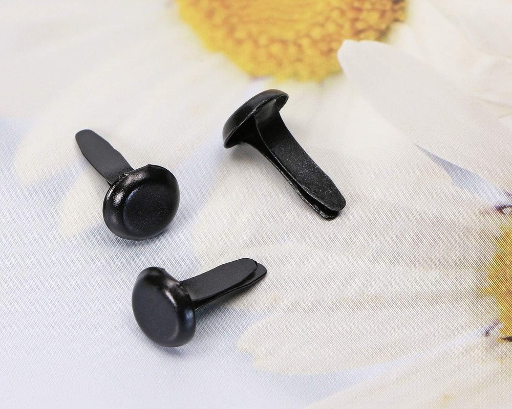 Versatile 100Pcs Black Brass Brads - Mini Fasteners for Scrapbooking Projects