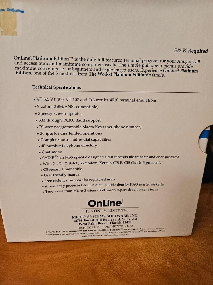 OnLIne! PLATINUM EDITION by Micro-Systems Software for the Amiga Computer.