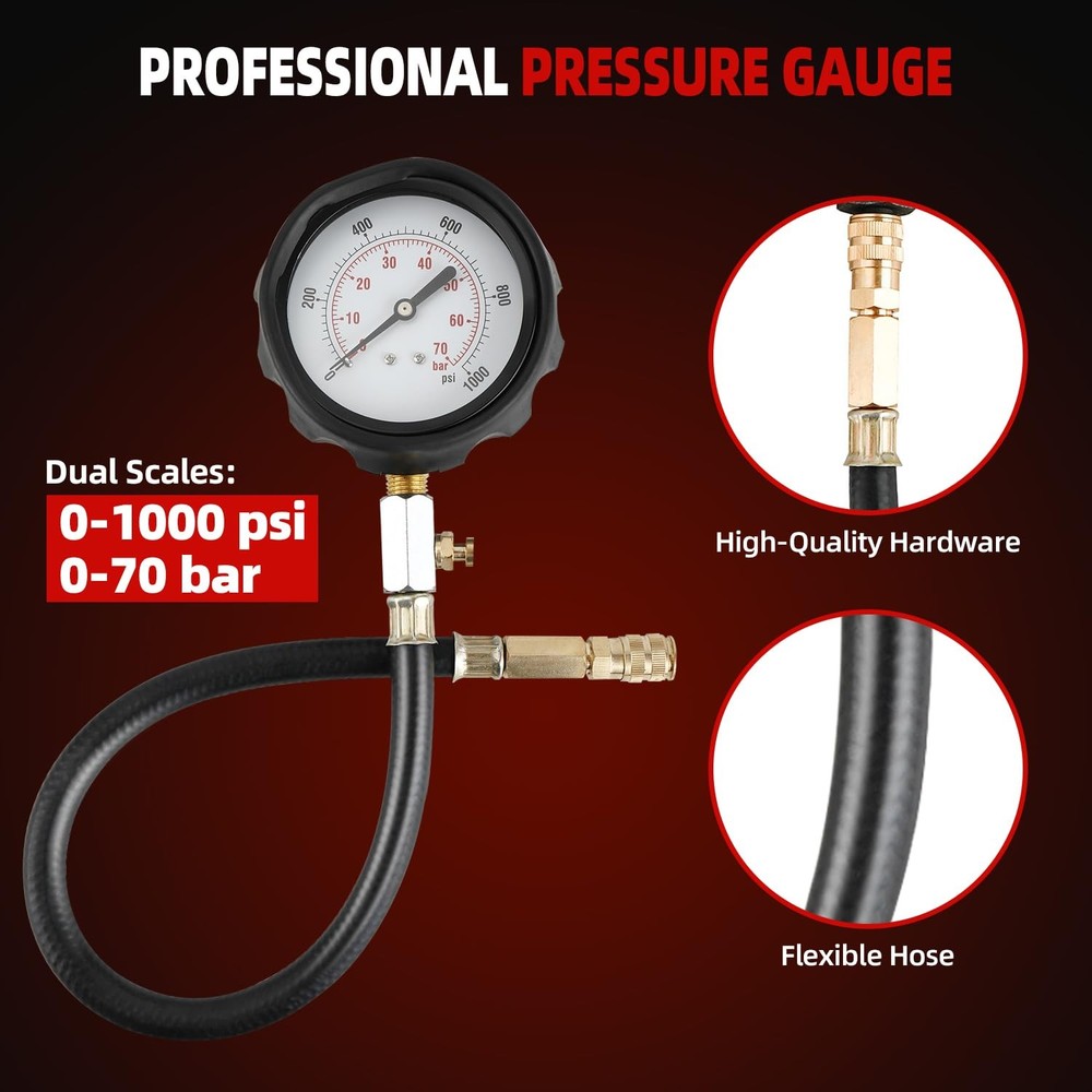 18 Pcs Diesel Engine Cylinder Compression Tester Pressure Test Tool Kit