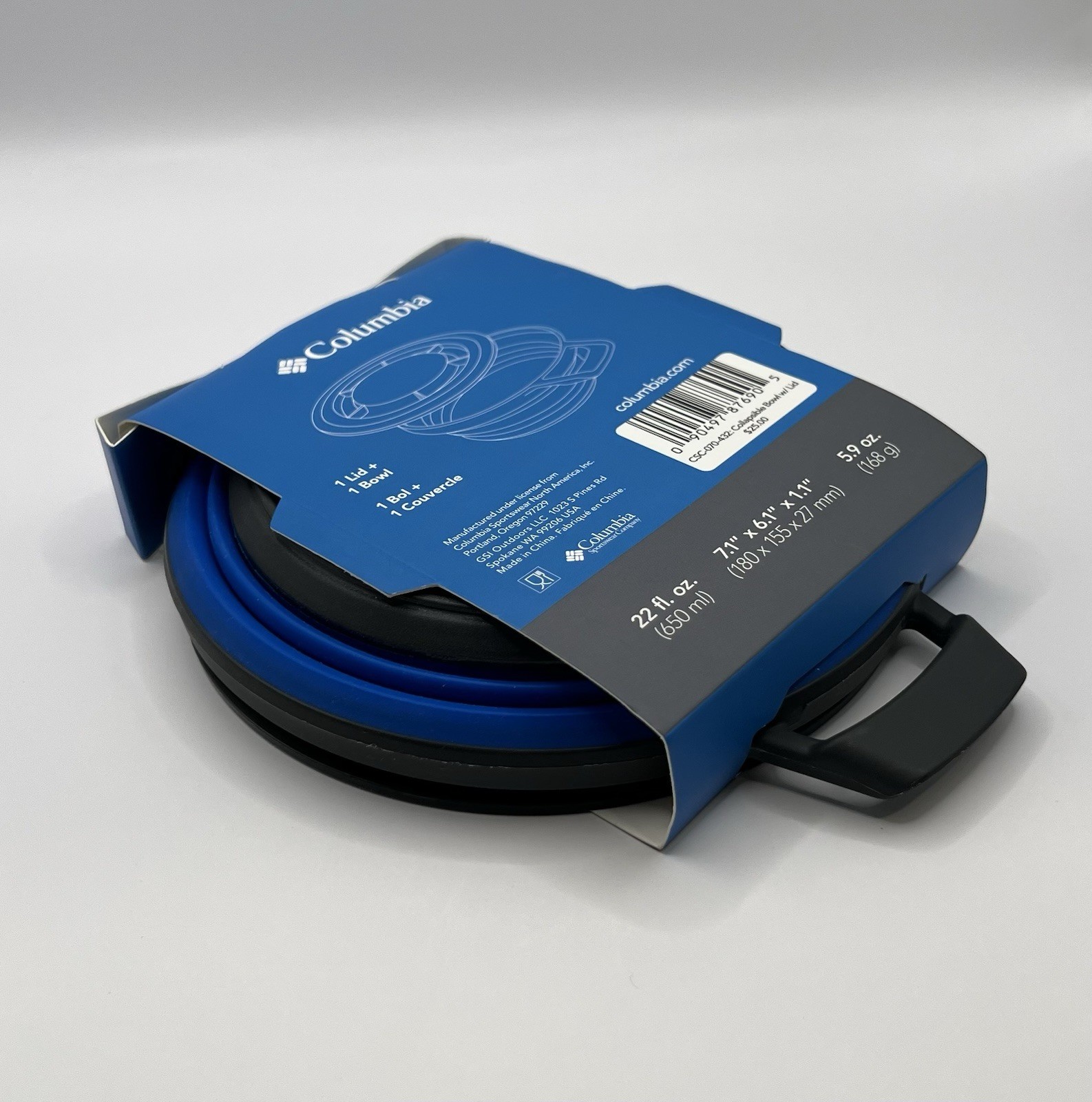 Colombia Collapsible Blue Bowl with Black Lid, New Free Shipping