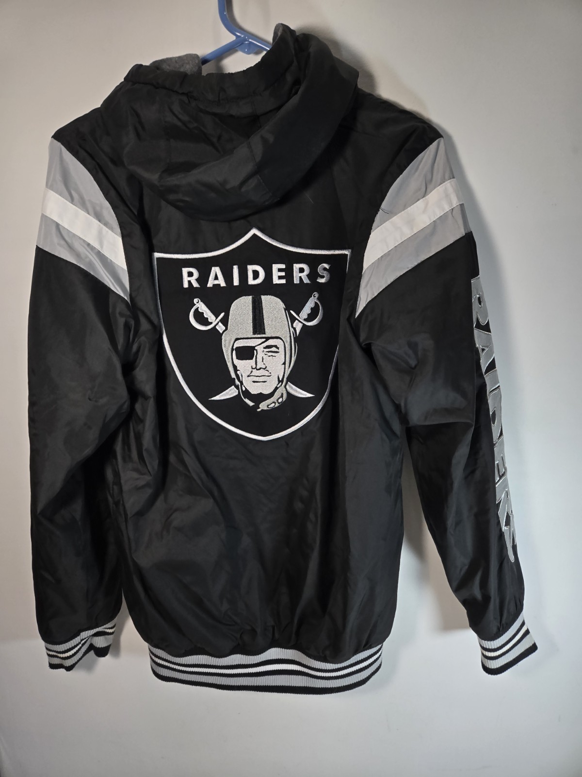 Oakland Raiders Mens Reversible Jacket NFL Football Embroidered Sz S Hoodie