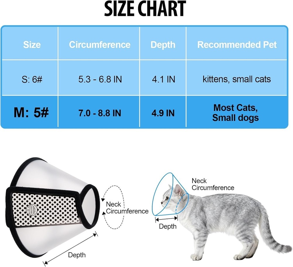 Vivifying Cat Cone, Adjustable M（Neck: 7.2-9.0 in）, Black
