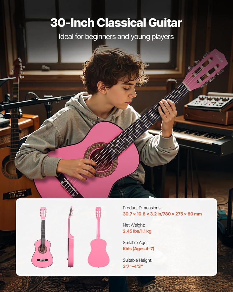 Acoustic Guitar, Classical Guitar Starter Kit for Beginners, with Nylon Strings,