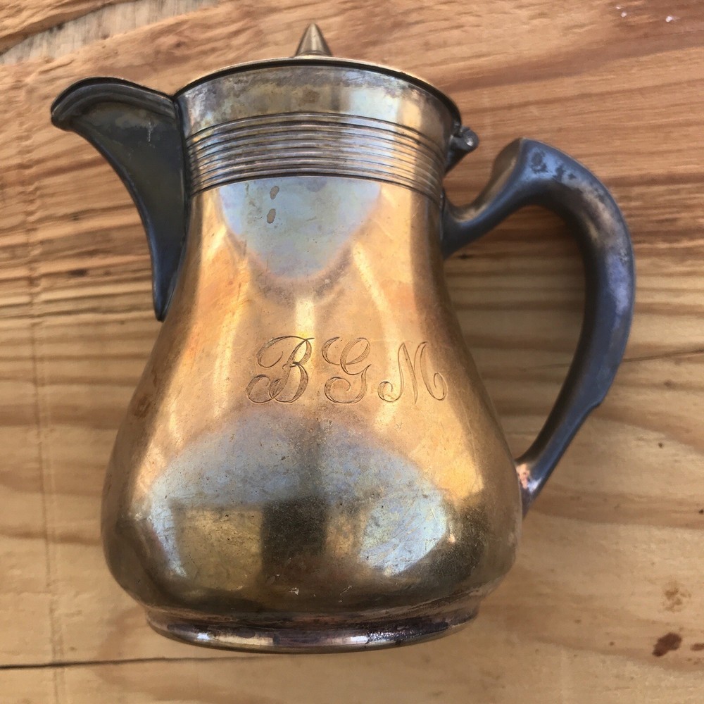 Reed & Barton Silverplate?? Two Tone Pitcher Monogram "BGM" 6"
