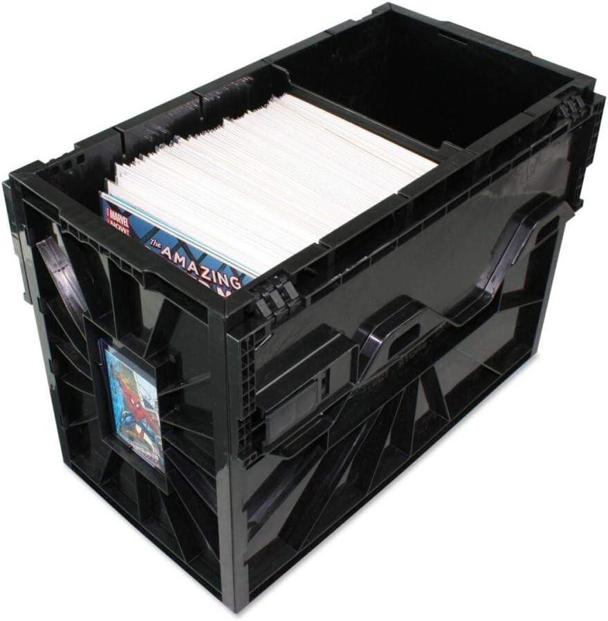 1 BCW BLACK Short Comic Book Bin - Heavy Duty Acid Free Plastic Stackable Box