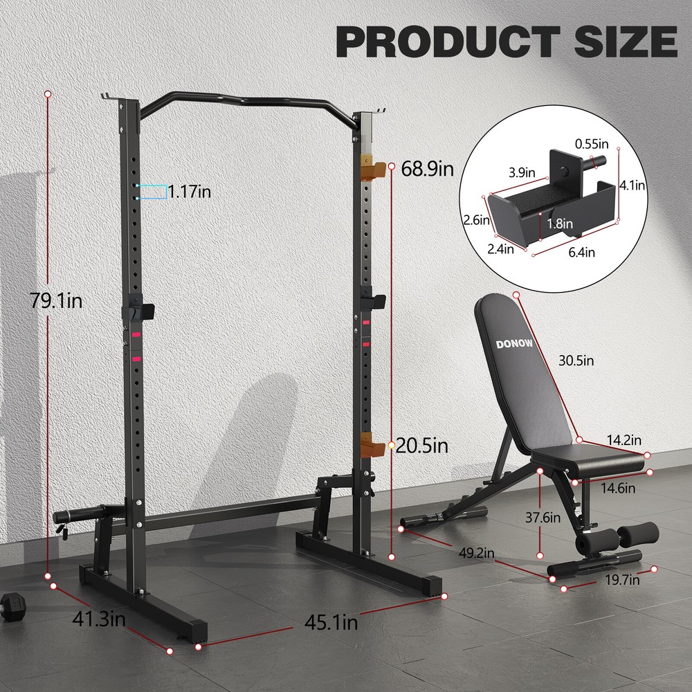 Olympic Weight Bench Pres with Squat Rack Adjustable Workout Bench with Rack