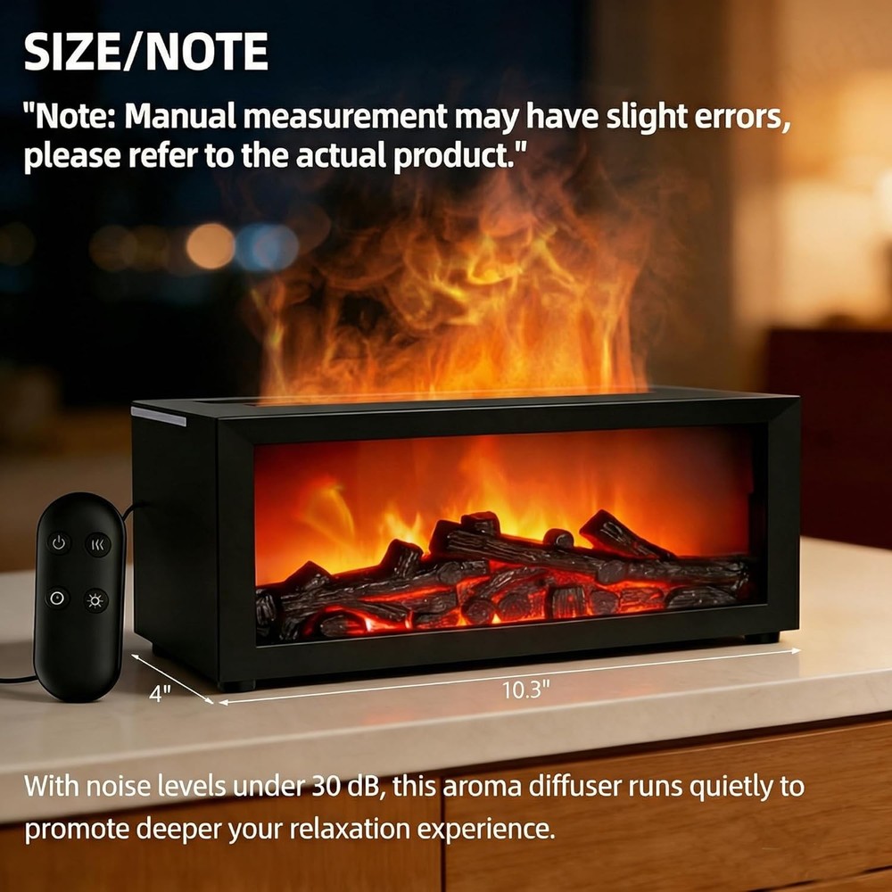 Fireplace Humidifier Diffuser, Flame Diffuser for Essential Oils, Aroma Diffuser