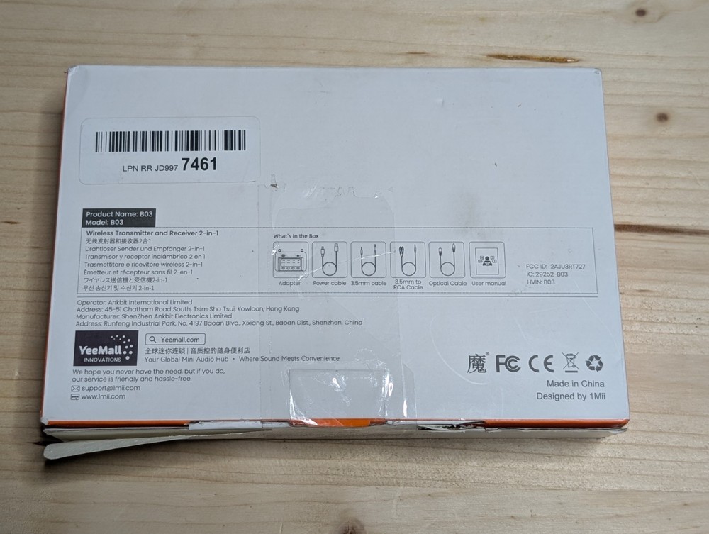 1Mii B03 Bluetooth Transmitter & Receiver 2-In-1 Wireless Adapter