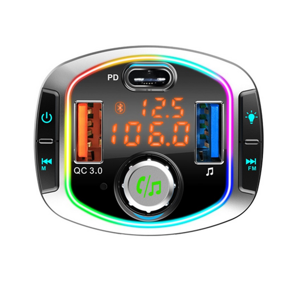 LED Backlit Bluetooth FM Transmitter Car MP3 TF/U Disk Player Handsfree USB PD