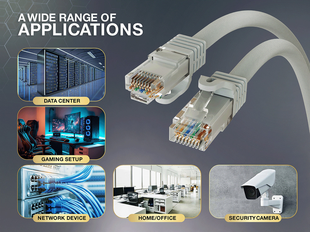 14ft Cat6a UTP 10G Ethernet Network Patch Cable Snagless 24AWG Bare Copper, Gray
