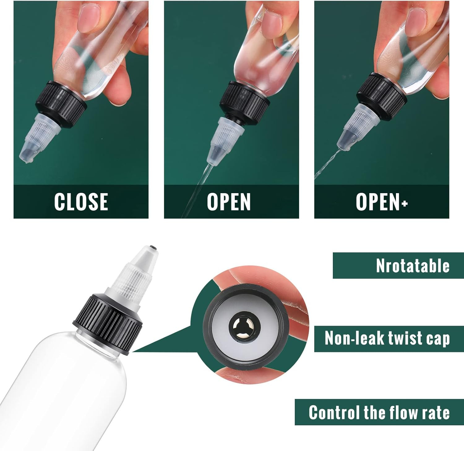 150 Pcs 4 Oz Plastic Squeeze Bottles with Twist Top Cap for Liquids