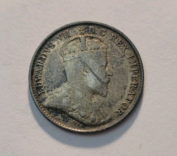 1902 Canada  Silver 5 Cents Coin