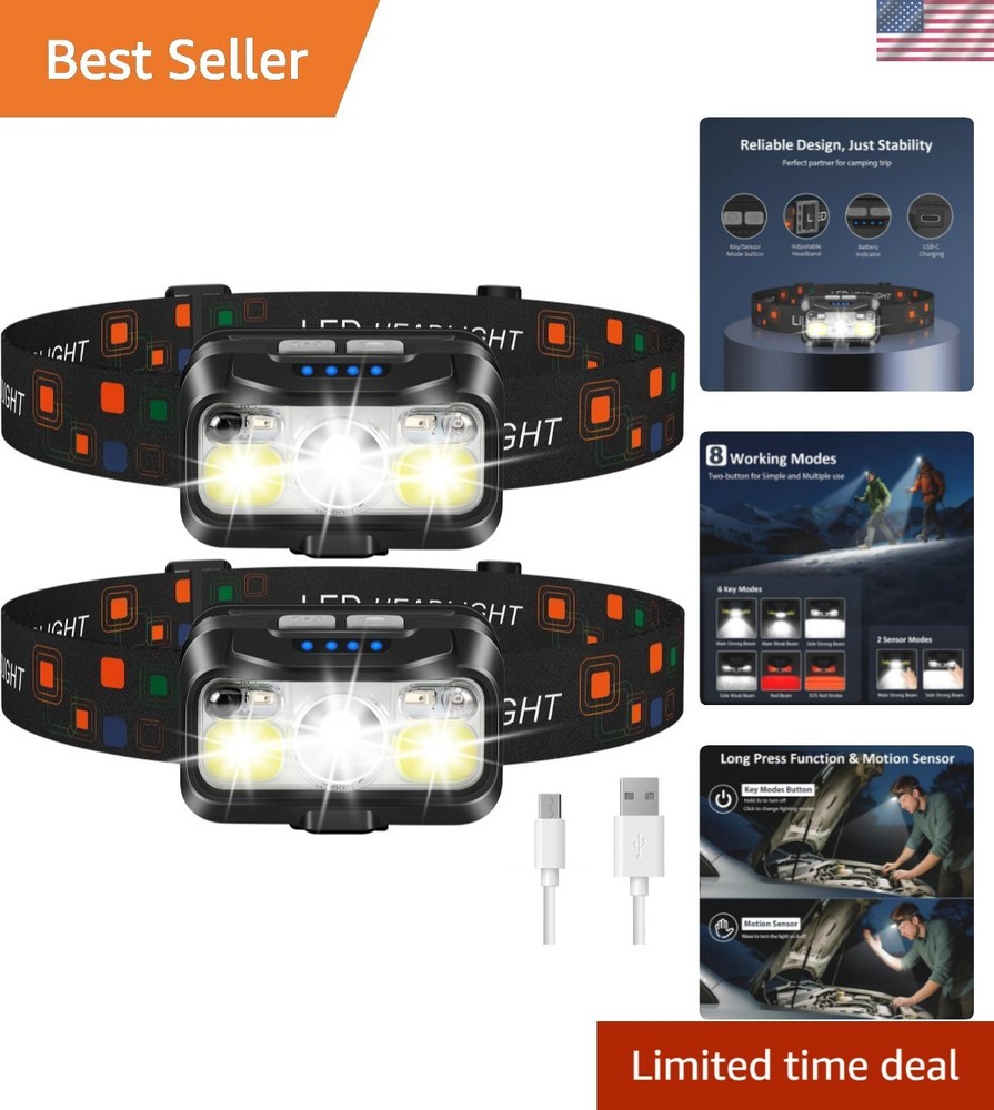 Headlamp Rechargeable, Lumen Super Bright Motion Sensor Head Lamp Flashlight,...
