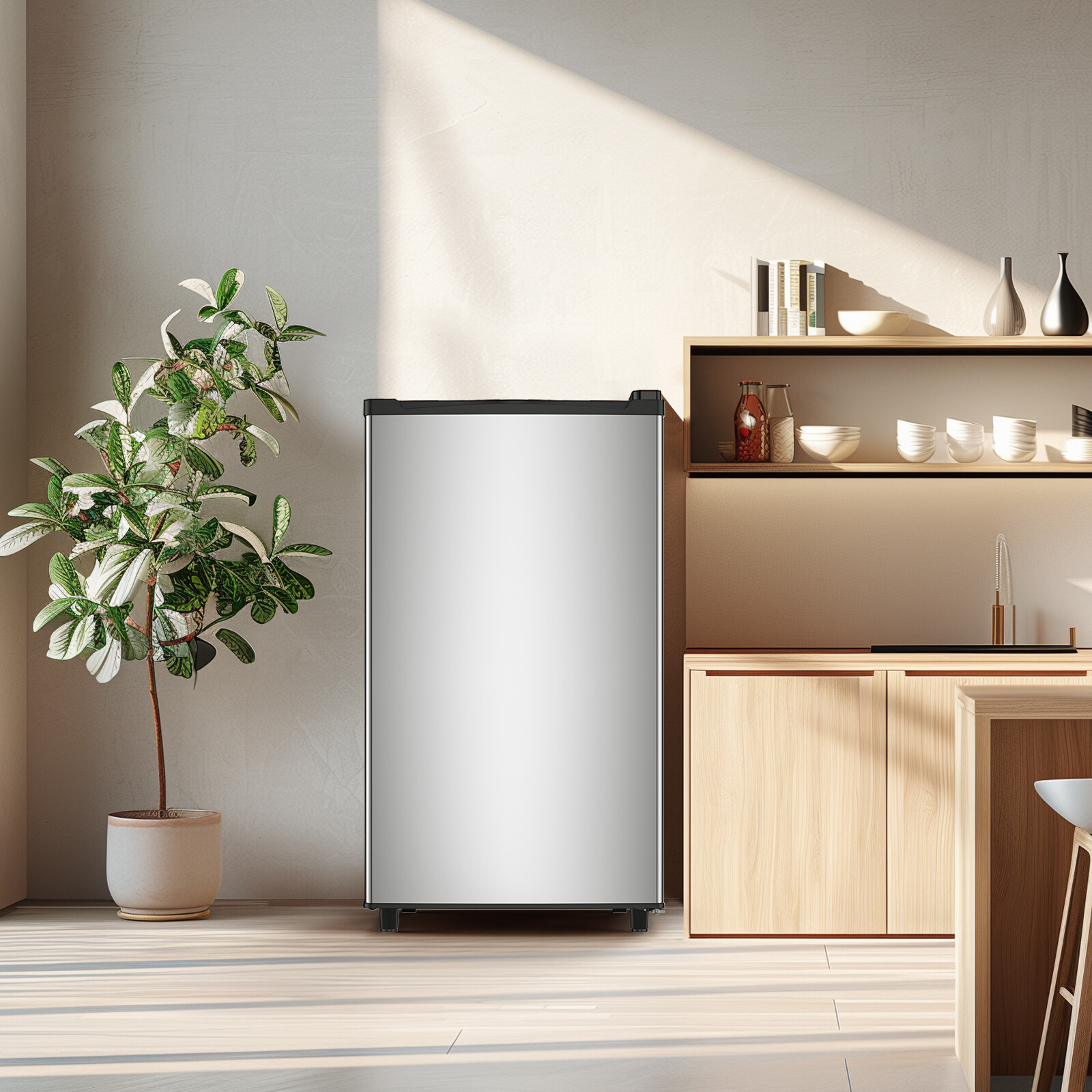 Mini Fridge with Freezer-Single Door, 3.2 Cu.Ft Capacity, Adjustable Thermostat