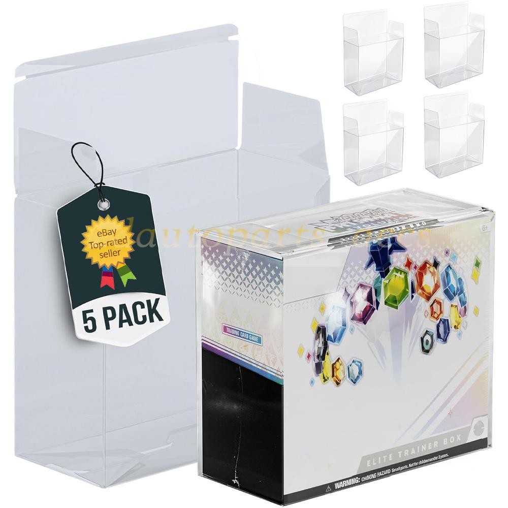 【5 Pcs UV-Blocking】 PKMN ETB Protector Case, ETB Box Plastic Display Case