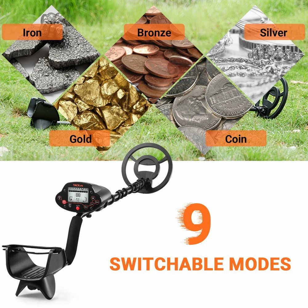 TACKLIFE Professional Metal Detector, Pinpoint Function, DISC, NOTCH, Waterproof