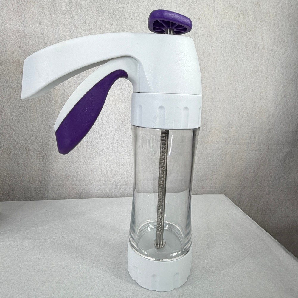 Wilton Simple Success Cookie Press White Purple 12 Discs Trigger Handle