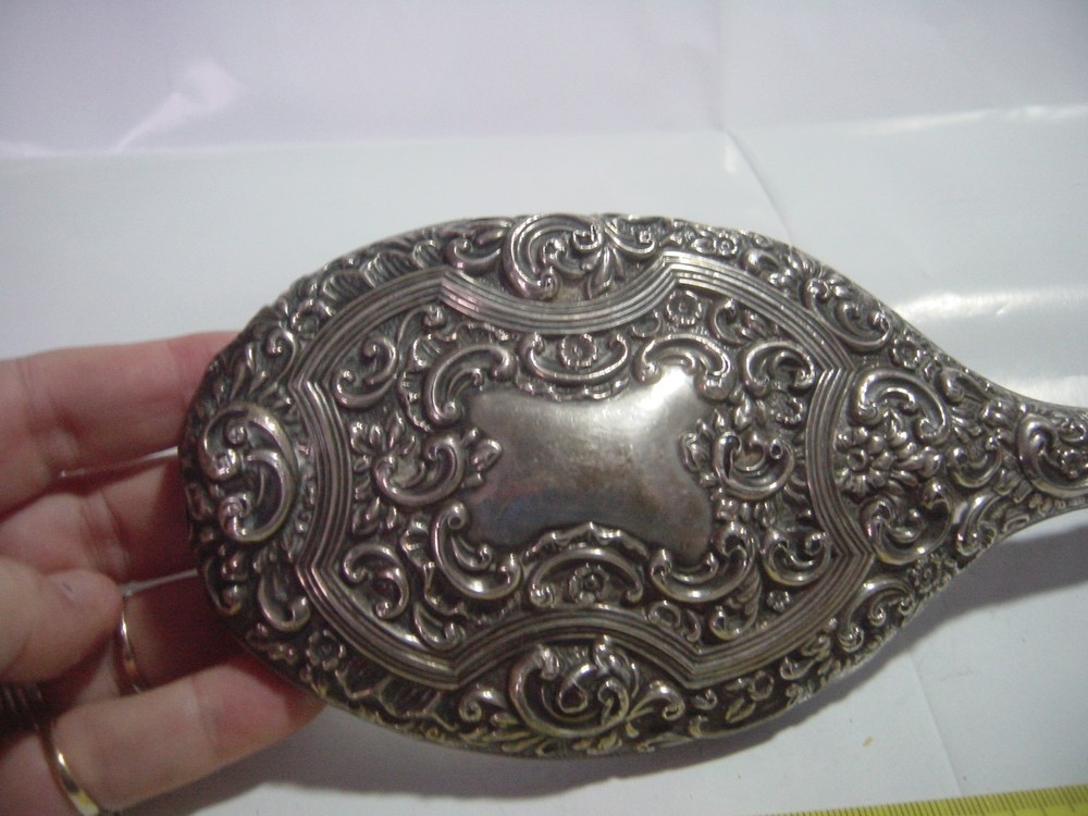 SPECTACULAR-SOLID SILVER - LARGE ELEGANT HAND HELD MIRROR-SUPERB DESIGN
