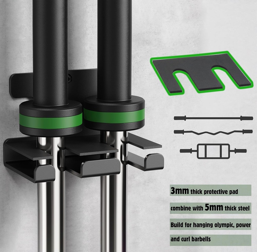 Barbell Rack Holder Wall Mount Storage Double Bar