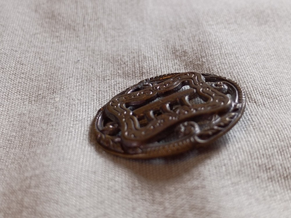 Antique Ornate Buckle Metal Button.