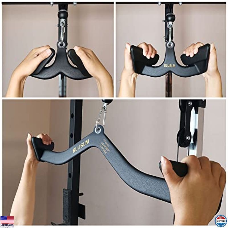 LAT Pull Down Bar for Cable Machine, T Bar V Bar Attachment for Strength