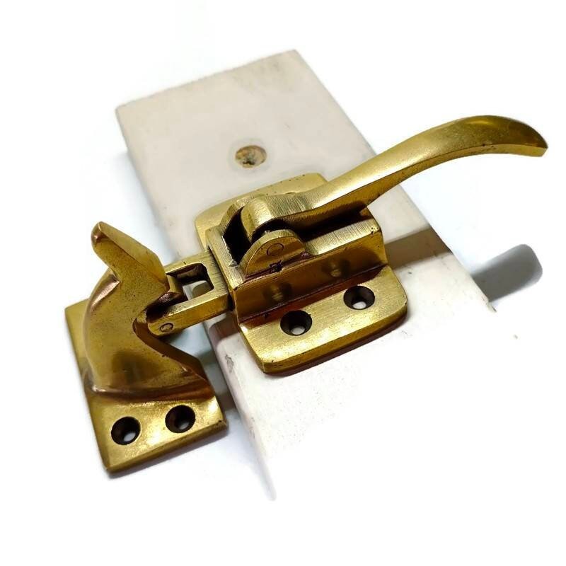 3/4" offset Solid Brass Rare 5" Ice Box Catch Lever heavy old style cast kitchen