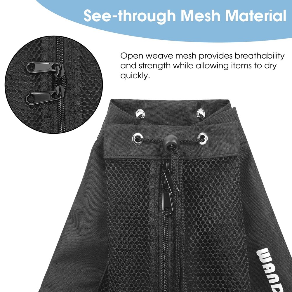 Swim Bag Mesh Drawstring Backpack Beach Backpack for Swimming, Gym, and Worko...