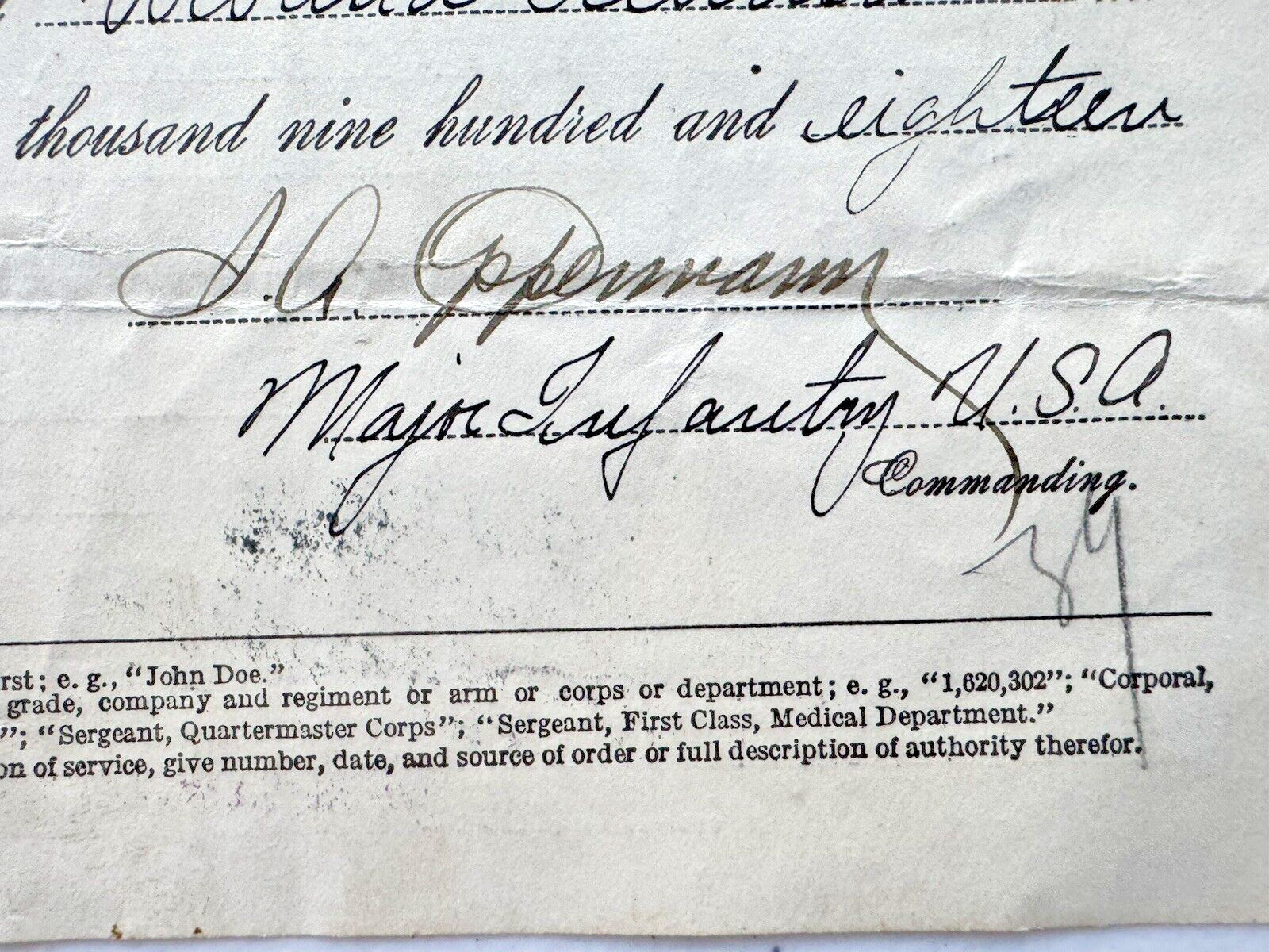 1918 WWI HONORBLE DISCHARGE PAPERS FROM THE UNITED STATES ARMY PRIVATE WESSMAN