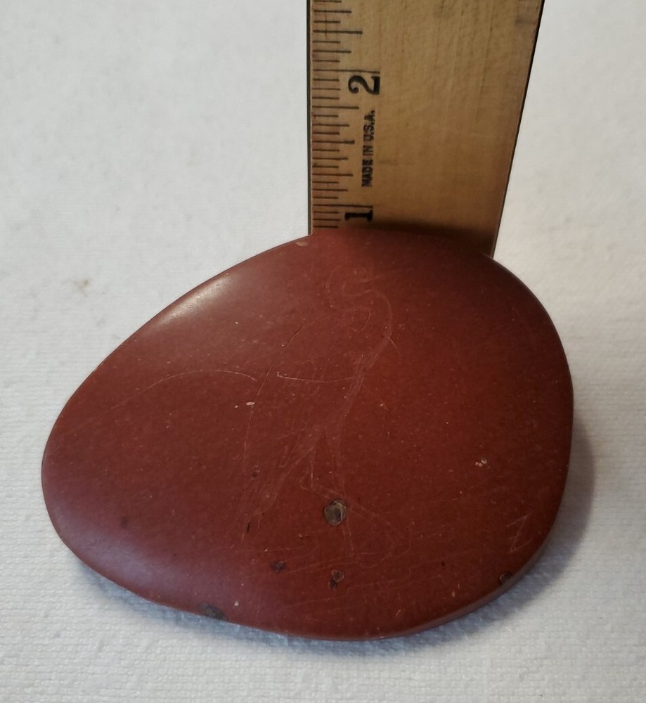 Red Rock Stone Semi Polished With Bird Etching