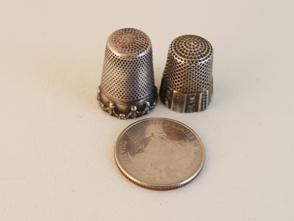 Vintage 2 sterling silver thimbles 7 Germany