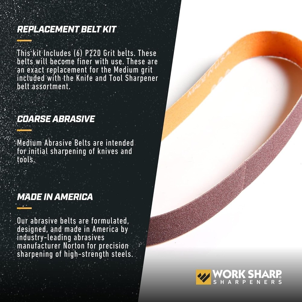 Knife Sharpener Replacement Belts P220 Medium Grit Pack for Kitchen Tools