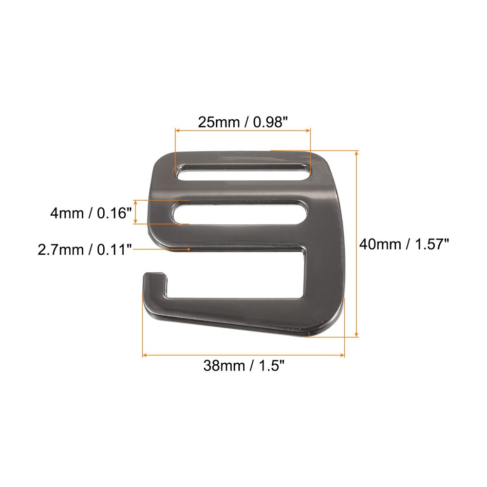 0.98" Webbing Release G Hook Buckle Adjusters for Backpack Strap, 4Pcs Dark Grey
