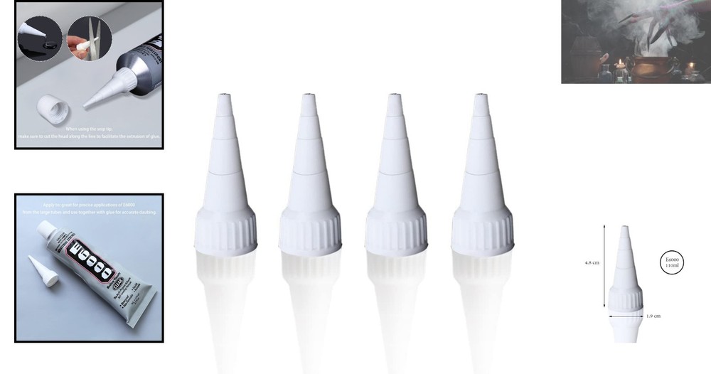 Precision Snip Tip Applicator Caps for E6000 Craft Glue - 4 Pack