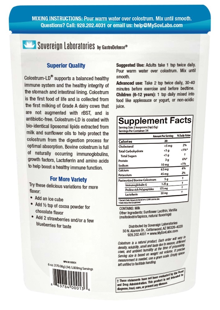 Colostrum-LD Powder with Proprietary Liposomal Delivery (LD) Technology