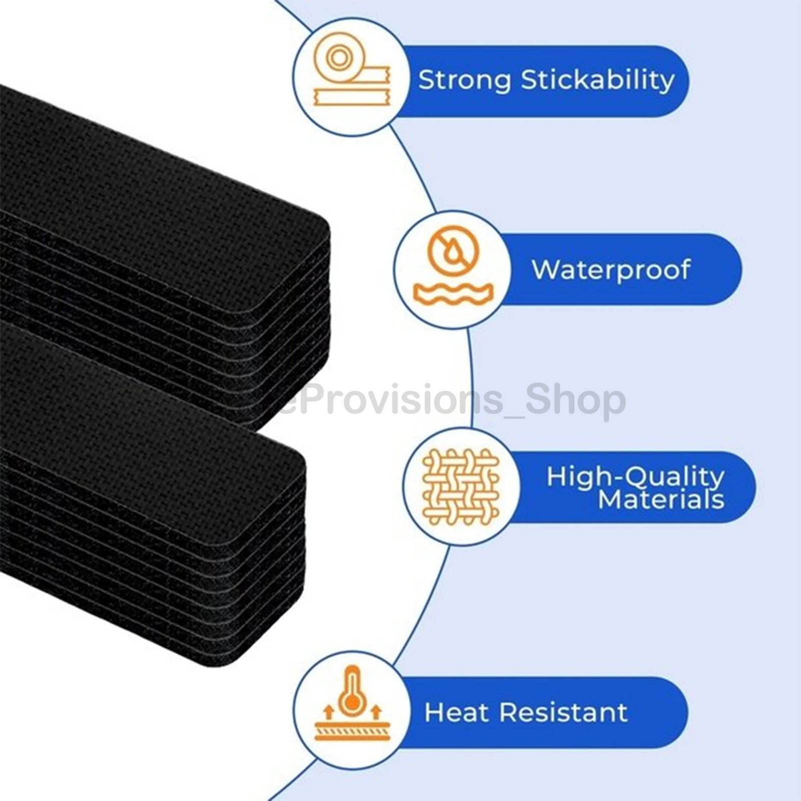 20 Sets Heavy Duty Hook & Loop Adhesive Strips Black Sticky Back Fastener 1x4"