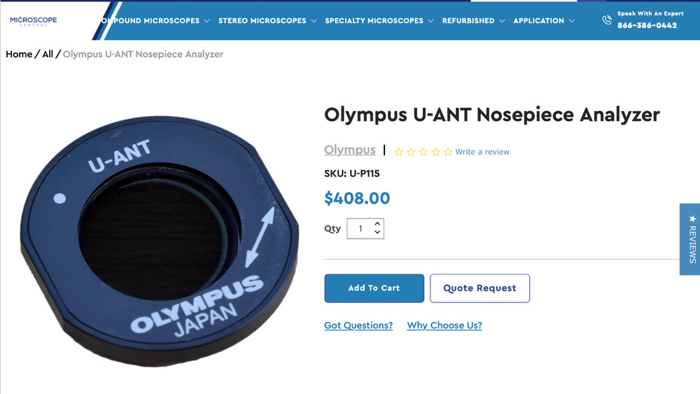 Olympus U-DICT Nomarski Slider + U-ANT Analyzer For DIC Microscope