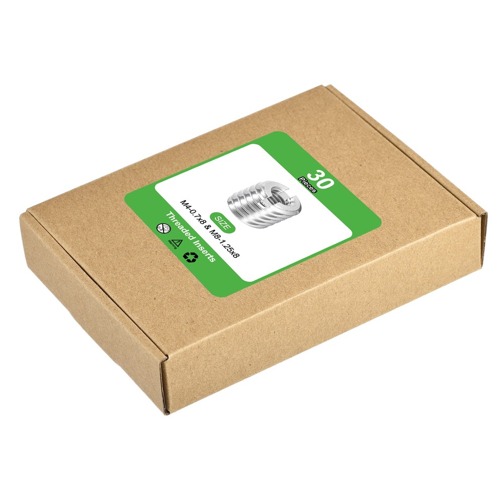 30Pcs Threaded Inserts, M4-0.7x8 & M8-1.25x8 Thread Repair Insert