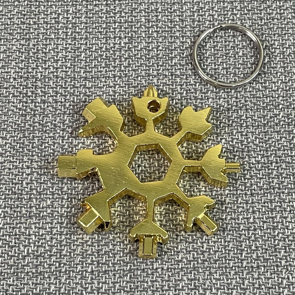 Decorative Metal Cutout Snowflake Keychain Multi Tool / Snowboarding Screwdriver