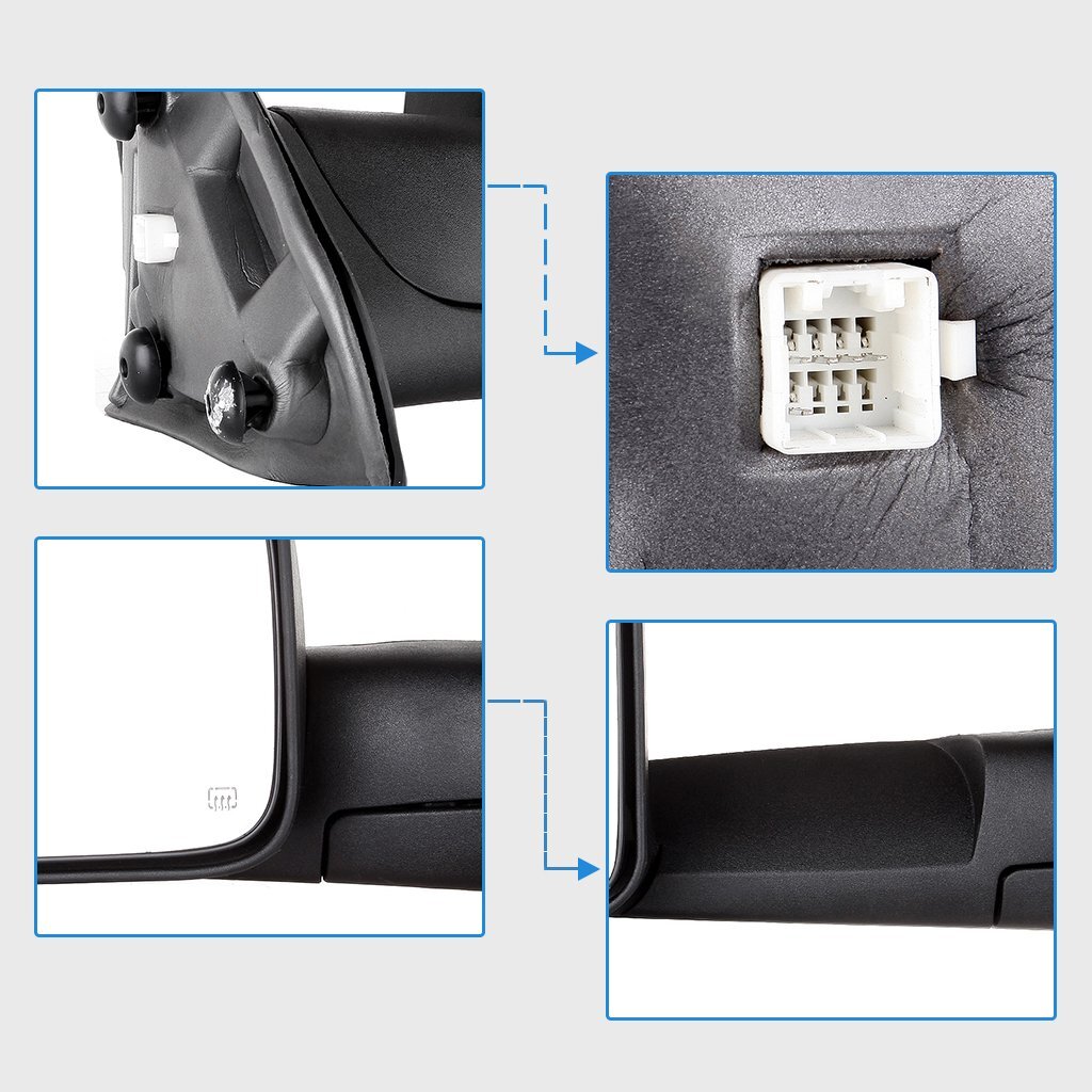 Driver Side Power Heated Tow Mirror For 03-08 Dodge RAM 1500 2500 3500 Black