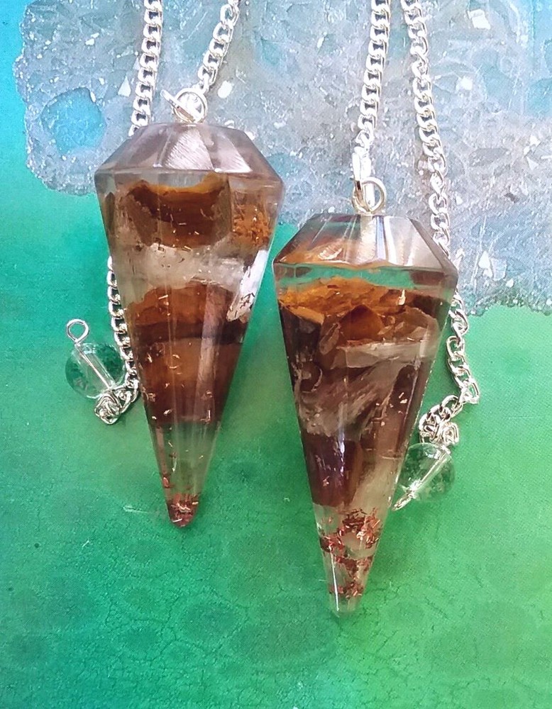 ORGONE LABRADORITE DOWSING PENDULUM With CITRINE & POUCH, LABRADORITE PENDULUM