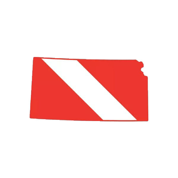 Kansas State Shaped Diver Down Flag Sticker Decal