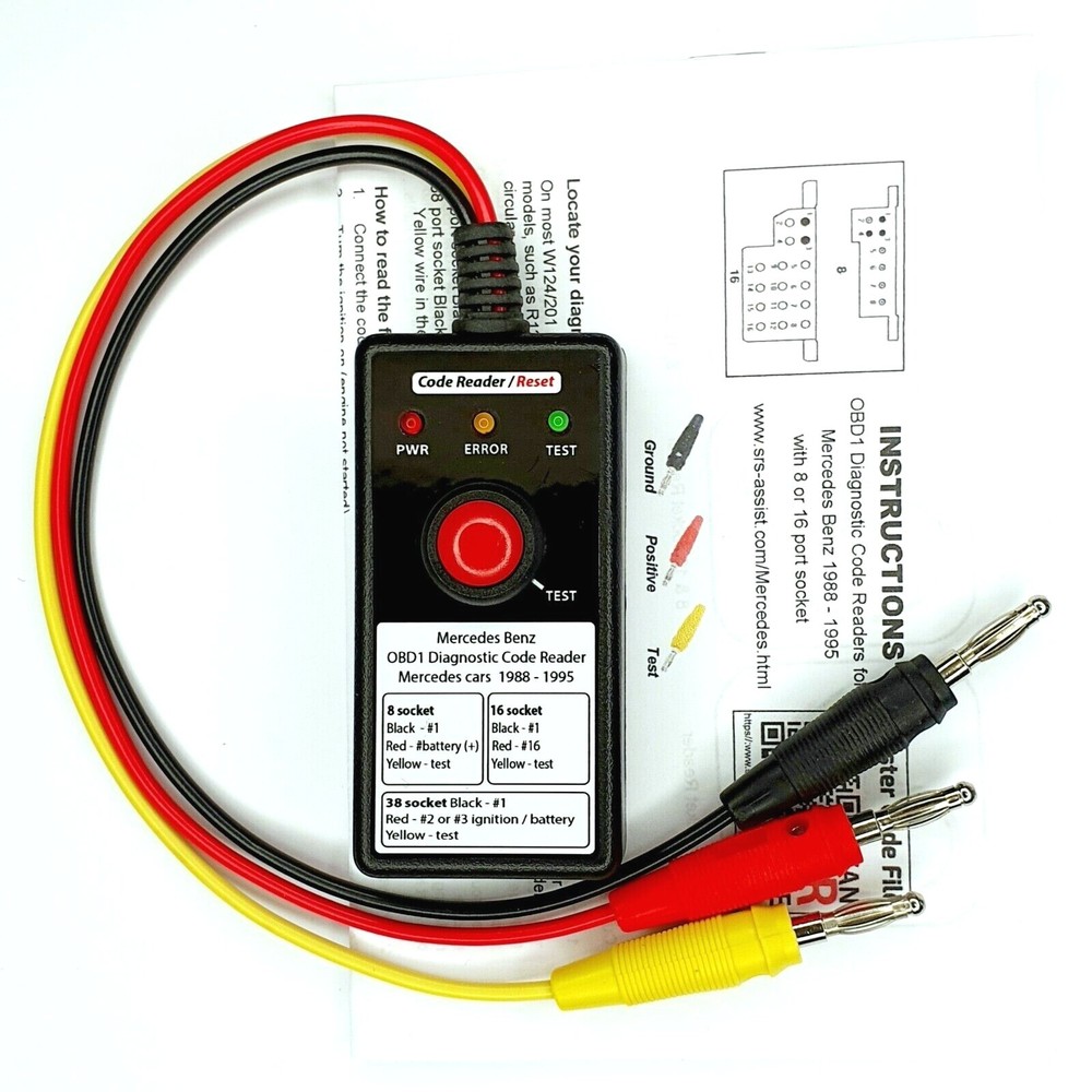 Mercedes W124 W126 W140 R129 OBD1 Diagnostic Code Reader Tool 8 - 16 Port Socket