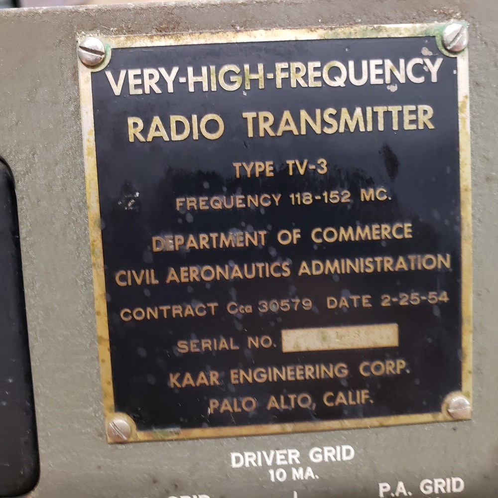 Kaar Engineering VHF Radio Transmitter Civil Aeronautics Administration, Pre-FAA