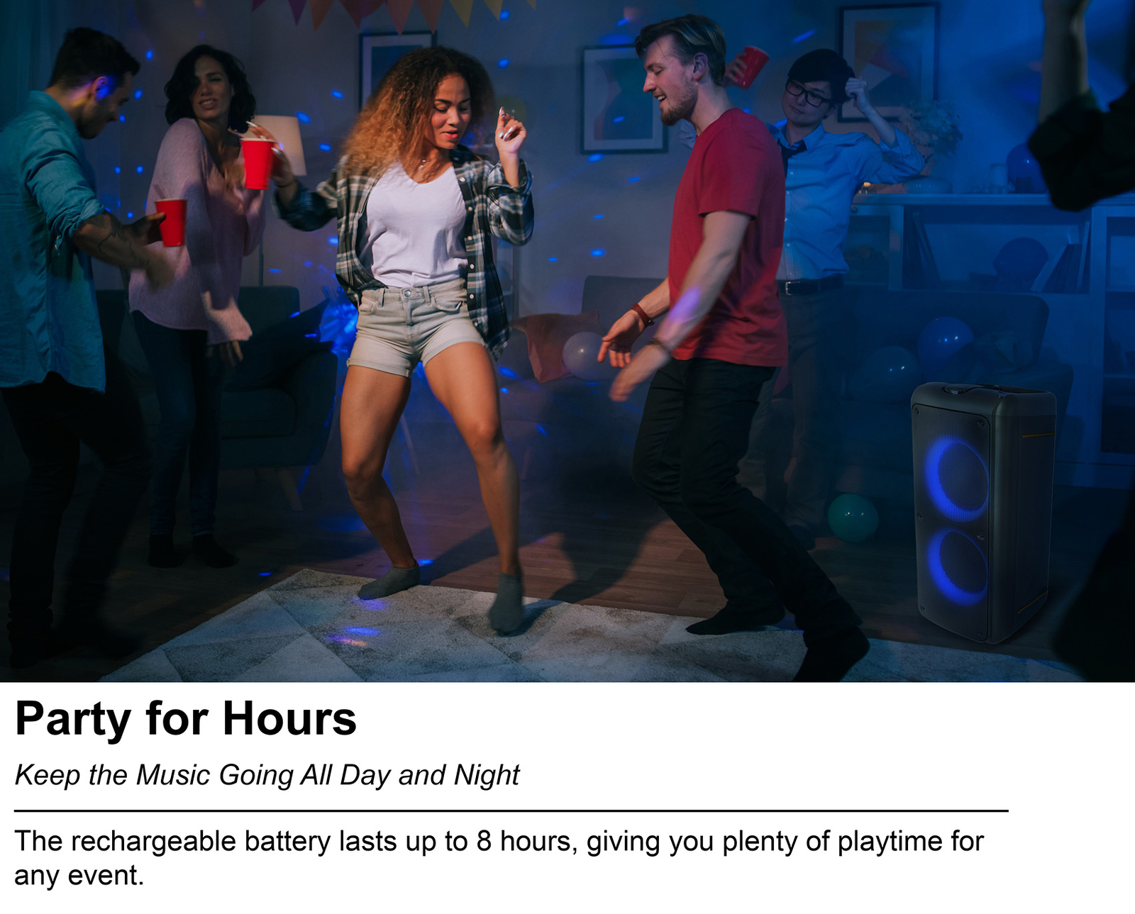 Rockville ROCK PARTY 9 Dual 8" Home/Portable Bluetooth Speaker Deep Bass+Effects