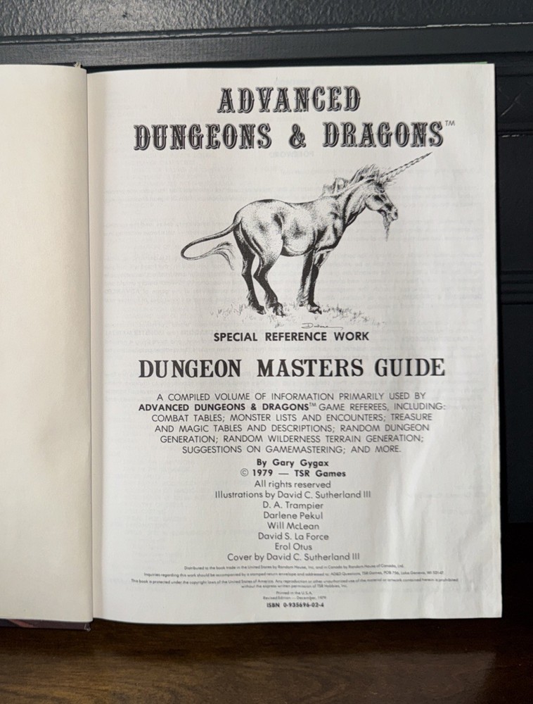 TSR AD&D DUNGEON MASTERS GUIDE RARE 1979 Revised Edition