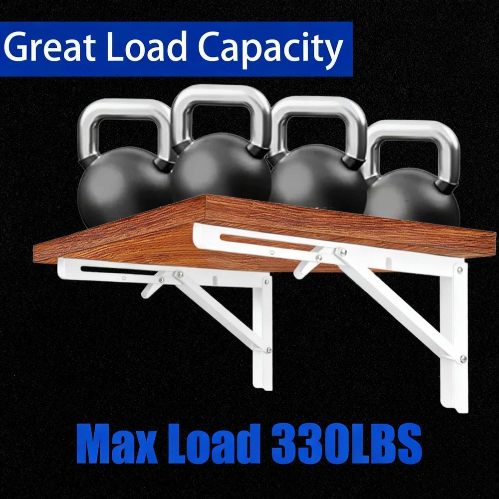 Heavy Duty Folding Shelf Brackets 2 Pack White 20 In Collapsible Space Saving