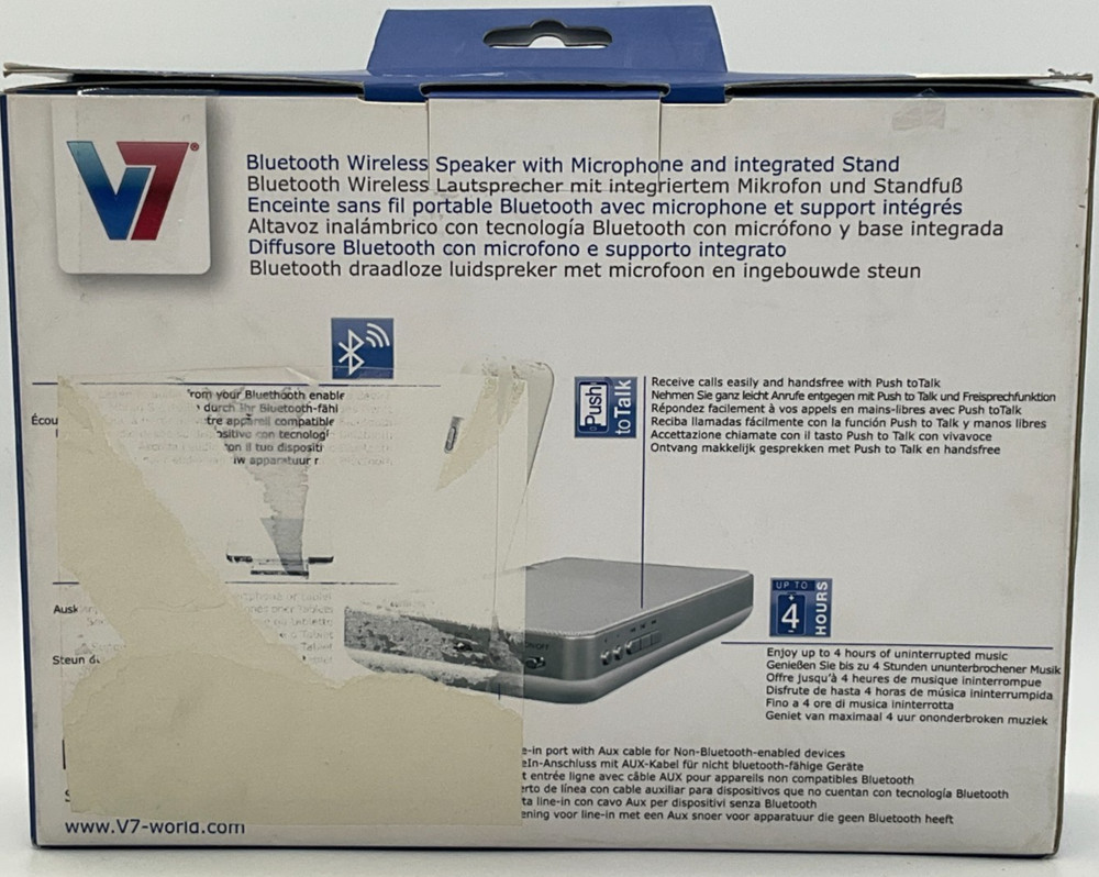 V7 SP5500-BT-WHT-9NC Bluetooth Wireless Speaker - White