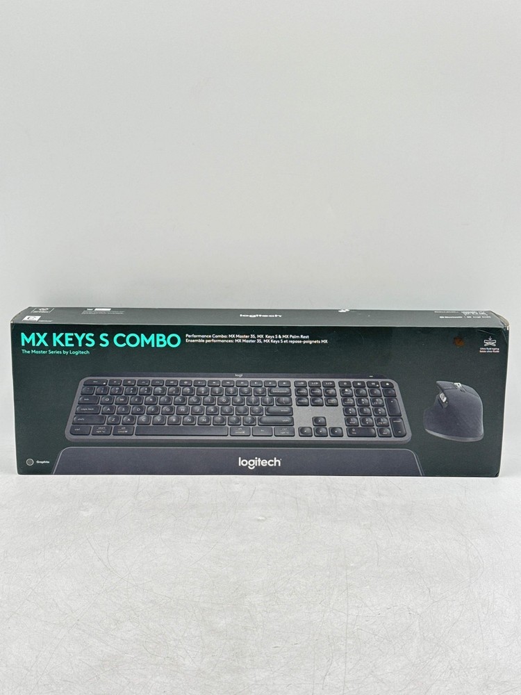 Logitech MX Keys S Combo - Wireless Keyboard and Mouse with Palm Rest - Black