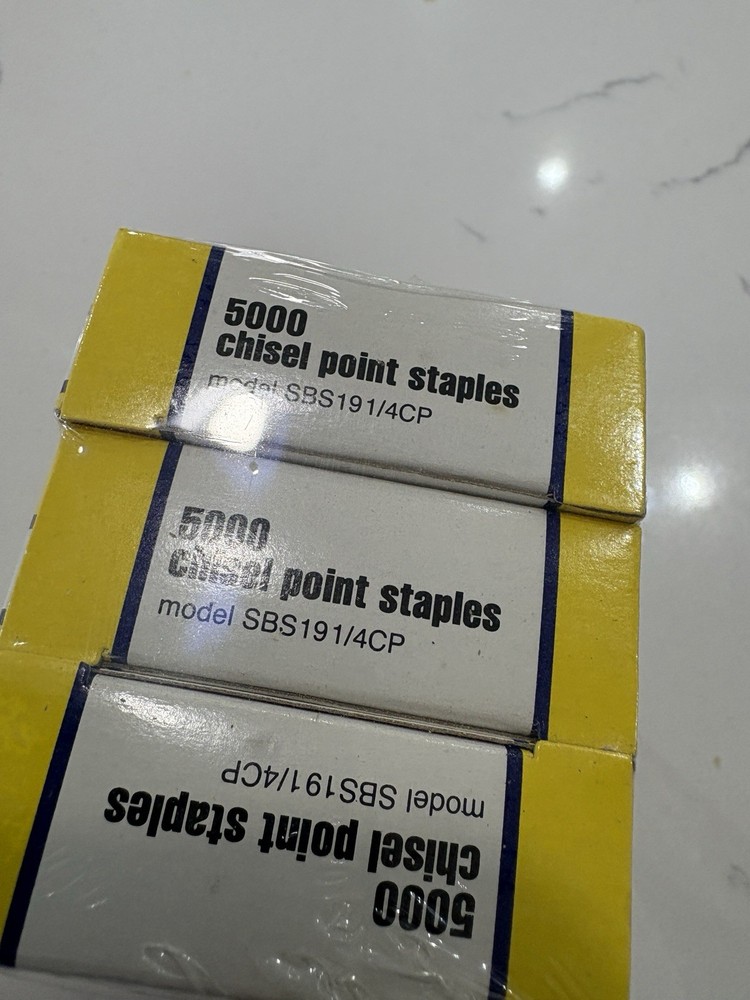 3 Boxes Stanley Bostitch Standard Chisel Staples Model SBS19 1/4CP 5000 Per Box!